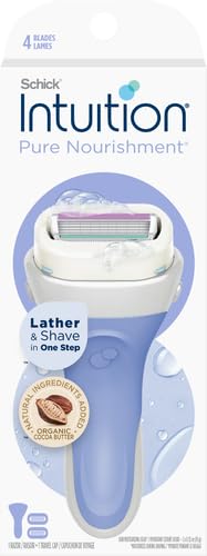 Schick Intuition Pure Nourishment Razors for Women | 1 Razor & 2 Refill Blades with Organic Cocoa Butter