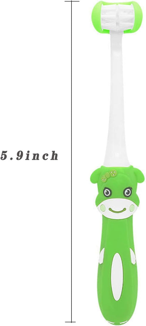 2 Pieces 3 Sided Toddler Toothbrush - Soft Bristles for Kids Tooth and Gum Care (C4 Red+Green)