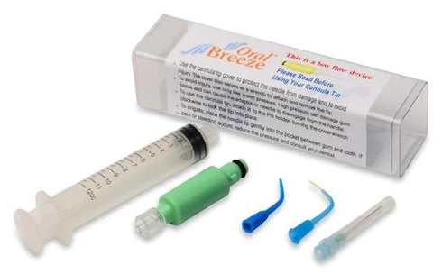 Oral Breeze Deep Pocket Irrigator Tips and Syringe, Low Flow Solution, Compatible with Oral Breeze Irrigator