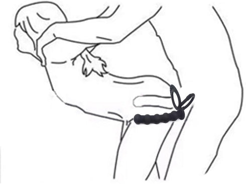 HAOSOAH 2-in-1 5.12 Inch 2.3 oz Dual Cock Ring with Anal Plug, Silicone Design, Length, (Black)