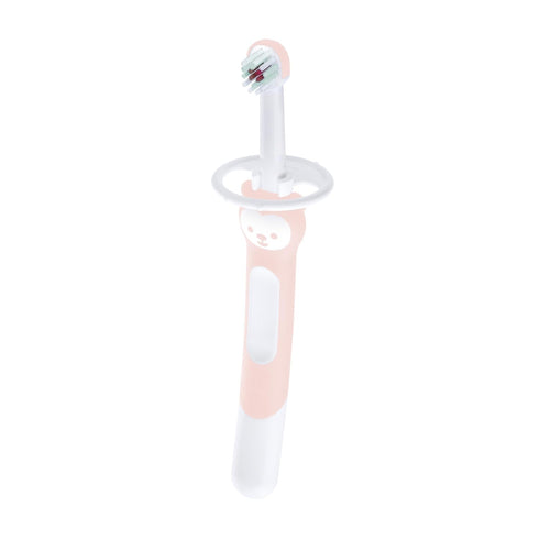 MAM Training Toothbrush for Babies, 1 Baby's Brush with Safety Shield, Interactive App, for Girls 5+ Months, Pink