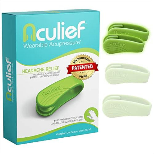 Award Winning Natural Headache Relief Wearable – 2 Pack (X-Small/Kids Green) for Tension and Stress