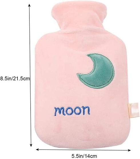 SKUZA (2 Pack) 2 Hot Water Bottle,Winter Natural Rubber Hot Water Bottles with Soft Detachable Fleece Cover Durable Hot