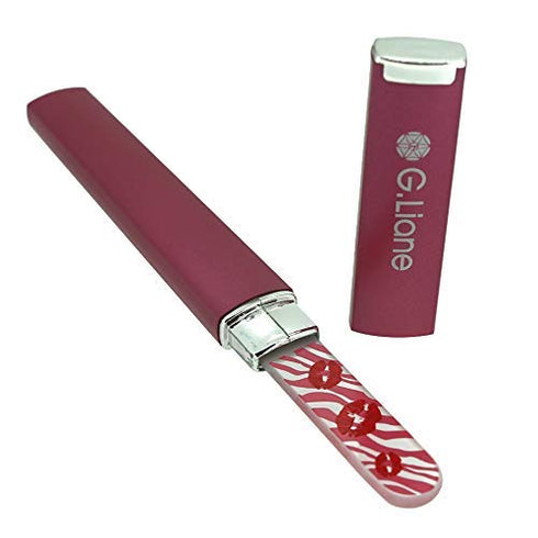 Premium Glass Nail File with Case - Professional Crystal Fingernail Files Perfect Manicure Set for Women Men Kids (Pink)