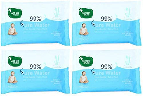 Mother Sparsh Unscented Thick Fabric Baby Water Wipe (Blue, 10 Wipes) - Pack of