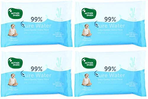 Mother Sparsh Unscented Thick Fabric Baby Water Wipe (Blue, 10 Wipes) - Pack of