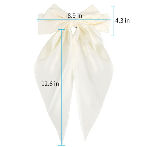 Silky Satin Hair Bows, 2Pcs Big Oversized Hair Bows for Women, White and Black