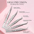 Lankiz Lash Tweezers for Eyelash Extensions, Stainless Steel Straight and Curved Volume Tweezers Set (5PCS-Silver)