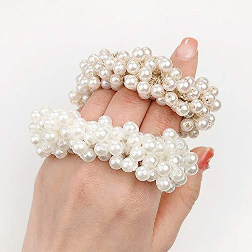Ruihfas 3Pcs Fashion Korean Hair Scrunchies Accessories Beaded Elastic Hair Ties for Women Girls