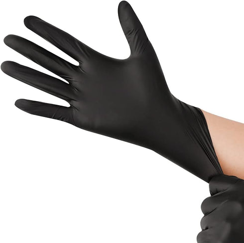 Black Disposable Nitrile Gloves, Latex & Powder Free, 6-Mil, 100 Count, Textured, Mechanic Wearing, Cleaning