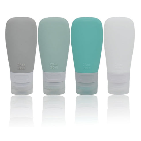 Silicone Travel Bottles, Leak Proof Refillable Toiletries Containers for Travel Size Shampoo, Lotion, Soap (2oz