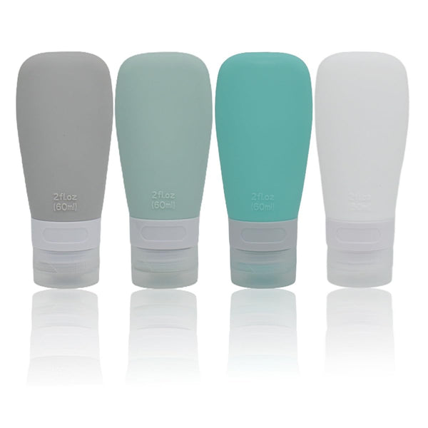 Silicone Travel Bottles, Leak Proof Refillable Toiletries Containers for Travel Size Shampoo, Lotion, Soap (2oz