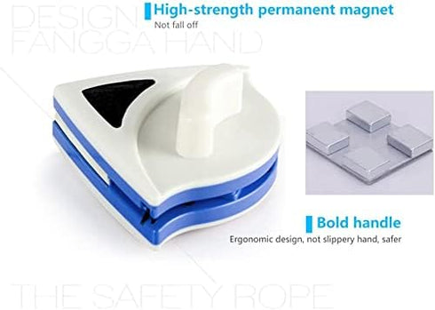 Double Sided Window Cleaner, Magnetic Wiper Cleaning Tool for High-Rise Windows, Thickness 5mm-7mm (Blue)
