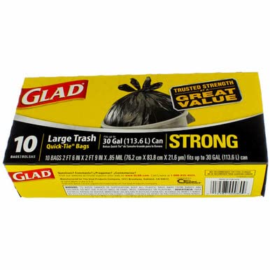 Clorox Sales Co 30 Gallon Quick Tie Trash Bags, 10 Count