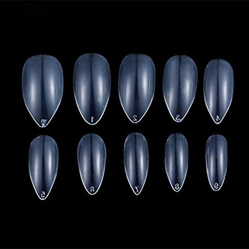 Yimart 500pcs/pack Stiletto False Nails - Clear Oval Sharp Full Nail Tips for Nail Art Decoration