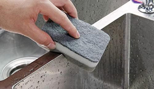 5 Pcs Heavy Duty Dual-Sided Scrub Sponges for Kitchen, Multi-Use Deep Cleaning (Grey White)