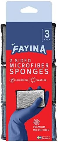 2-Sided Premium Microfiber Dish Sponge and Scrubber, 3 Pack Variety, Heavy Duty Non-Scratch Multi-Surface