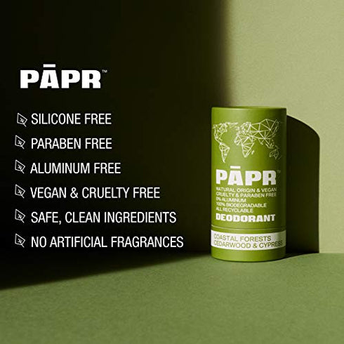 PAPR Nature Powered All Natural Deodorant, Clinically Proven in Zero Waste Paper Packaging (Coastal Forest)
