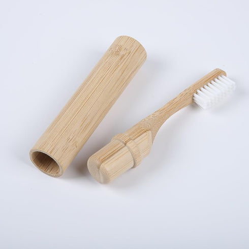 HUAZEXINX Folding Travel Toothbrush Bamboo Toothbrushes Case Holder Kit Portable Soft Bristle Travel Size Toothbrush
