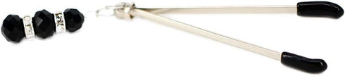 Stylish Silver Nipple Clamps with Elegant Black Pendant