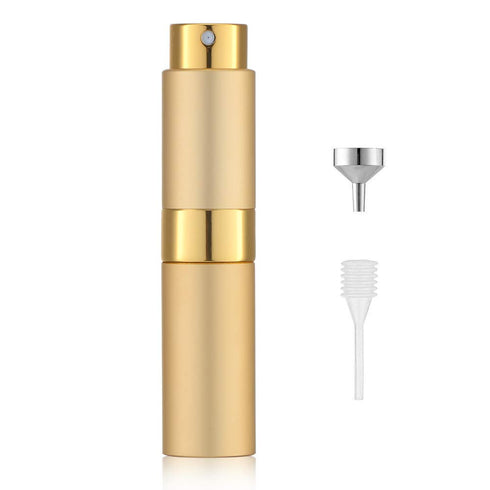 LISAPACK 8ML Atomizer Perfume Spray Bottle for Travel, Empty Refillable Cologne Dispenser, Gold