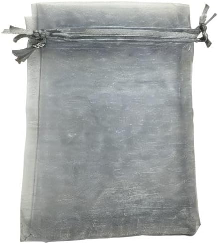 100PCS 6x9 Inches Organza Drawstring Pouches for Jewelry Party Wedding Favor Gift Bags, Gray