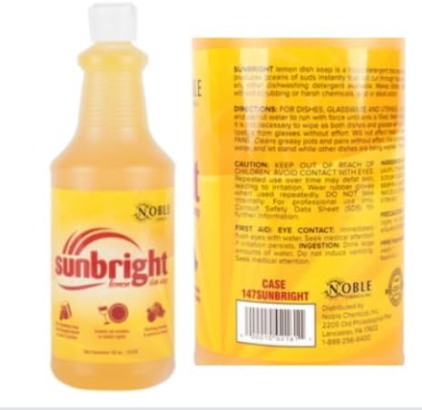 Noble Chemical Sunbright Concentrated Liquid Dish Soap - 1 Qt / 32 oz