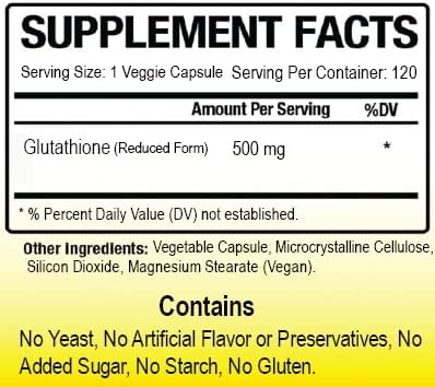 Glutathione 500 mg, 120 Vegetable Capsules