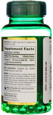Nature's Bounty Vitamin D3 2000 IU Softgels, 150 ea (Pack of 4)