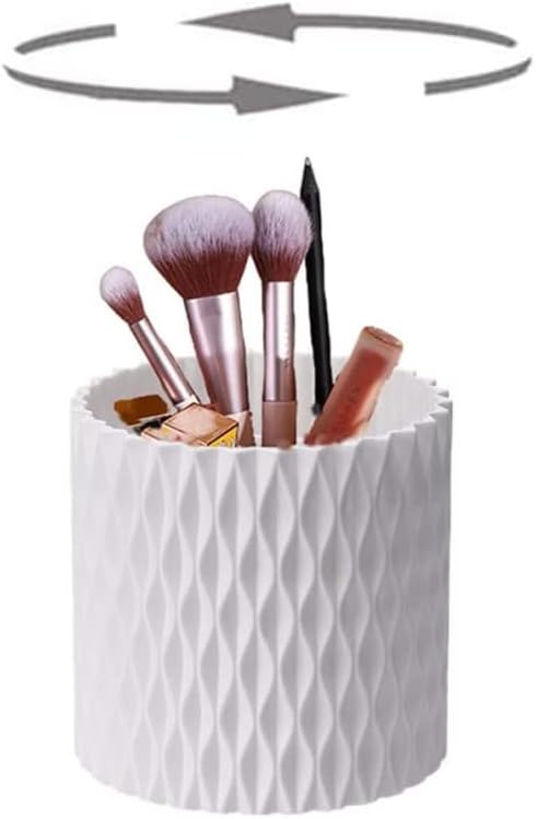 Makeup Brush Holder Organizer, 360° Rotating Adjustable Cosmetic Storage Box for Countertops and Vanities