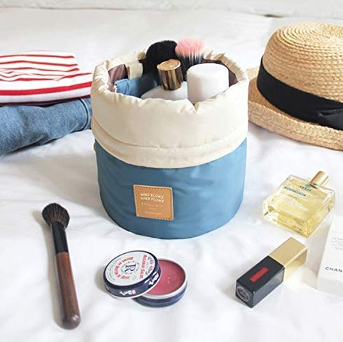INVODA 4PCS Cosmetic Bag, Barrel Shaped Travel Makeup Bags, Large Capacity Waterproof Drawstring Toiletry Bag
