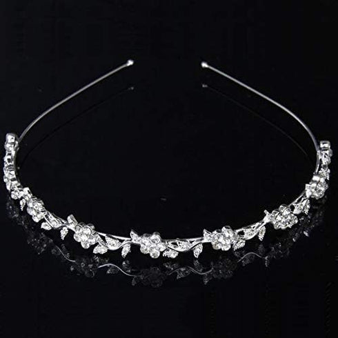 SUWOW Bridal Headband for Wedding, Stylish Rhinestones Crystal Crown Flower Leaf Tiara Headpiece for Women and Girls