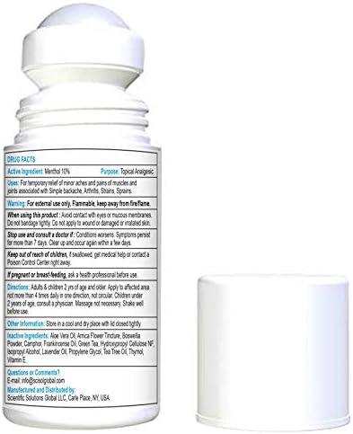 BIO-Relief Pain Relief Gel, 10% Menthol & Arnica Montana, 3 oz Roll-on for Joint, Muscle, Back Pain, Fast Acting