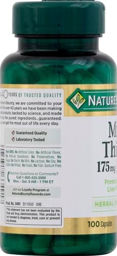 Nature's Bounty Milk Thistle Herbal Health Supplement | 175mg | 100 Softgels