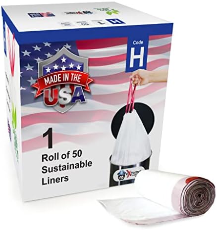 Extreme Consumer Products Trash Bags, 50 Count, Compatible with Simplehuman Code H, Durable Drawstring Liners