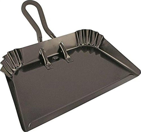 Edward Tools Extra Large Industrial Metal Dust Pan, 17” Heavy Duty Powder Coated Steel, Rubber Grip Loop Handle