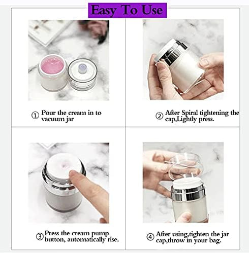 Refillable Airless Pump Jars, Empty Acrylic Cosmetic Containers for Thick Moisturizer, 2 Pack, 1 oz, White.