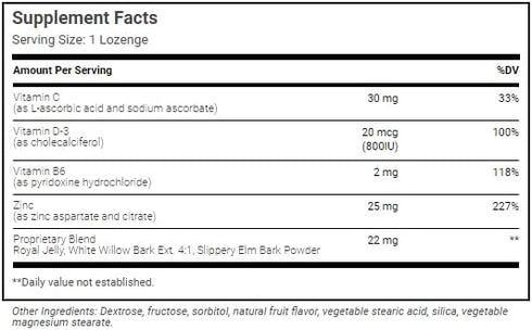 Zinc Lozenges with Vitamin C - Fruit Flavored Immune Support Lozenges, 25mg Zinc + 30mg Vitamin C, 100 Lozenges