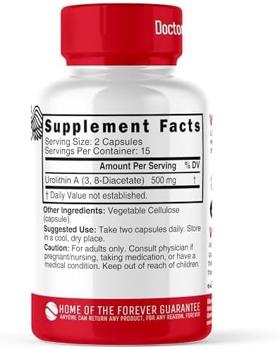Nutri Urolithin A Supplement 500mg - 30 Vegan Capsules, 2 Week+ Supply - Powerful NAD+ Boost, Antioxidant, Cell Repair