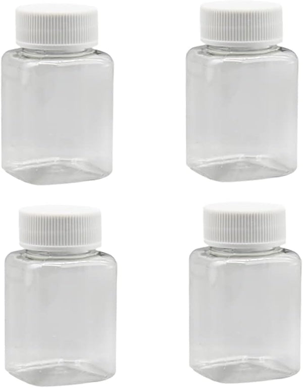 5 Pcs 80ml Empty Plastic Pill Bottles, Clear Pill Dispenser Containers for Solid Powder and Liquid Sample Storage