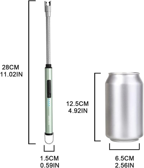 ARECTECH Rechargeable USB Electric Candle Lighter, Windproof Plasma for Cooking, BBQs, Fireworks, Birthday Gift - Green