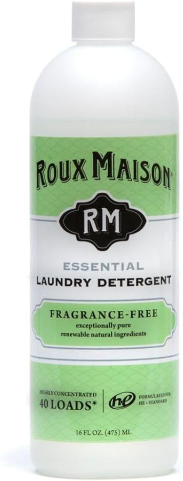 All Natural HE Liquid Laundry Detergent, Odor Eliminator & Non-Toxic Stain Remover, 16oz, Essential, Fragrance Free.