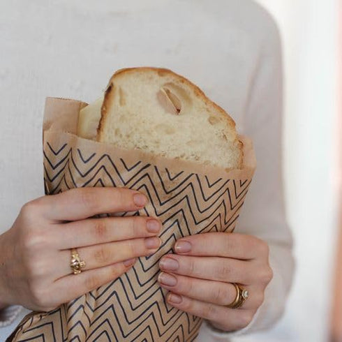 Lunchskins Compostable Food Storage XL Sandwich Bags, Chevron Design, 50 Bags - Eco-Friendly, PFAS and BPA Free