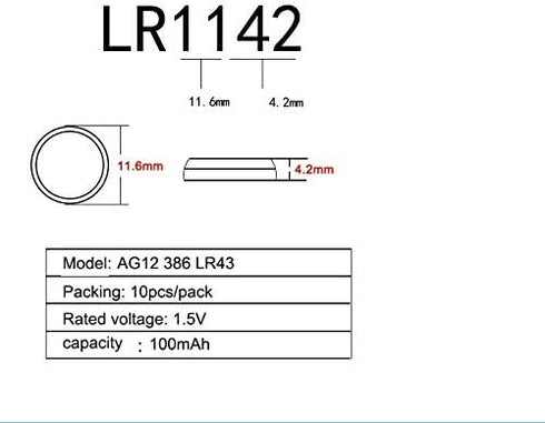 Cotchear 10pcs LR43 Batteries - 1.5V AG12 Button Cell Battery for Watch Toys