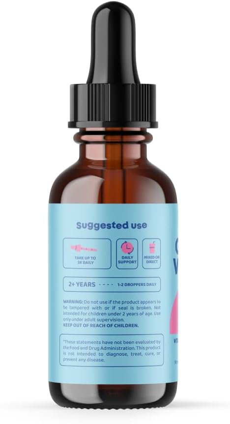 JoySpring Kids B Complex Vitamins, Liquid Drops for Attention & Focus, with Elderberry Zinc and Vitamin C
