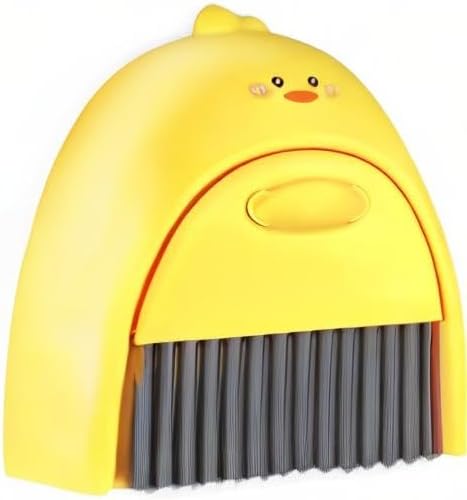 LUOKER Set,1pc Set,SUP Set,Small Small Broom and Dustpan Dust Pan and Brush Cute Little Yellow Duck Hand Mini Broom