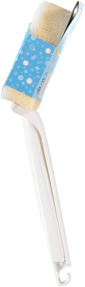 Bathroom Sponge on Handle, 1pk, White, 8-9