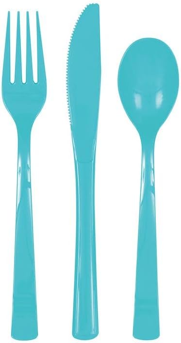 Terrific Teal Assorted Plastic Cutlery Set (Pack Of 18) - Premium Quality, Vibrant & Durable Silverware, Perfect For Parties & Events by Unique