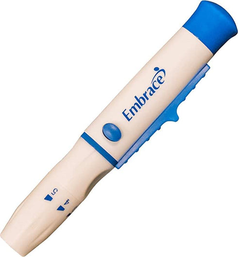 Embrace WAVE+ Bluetooth Diabetes Testing Kit - Blood Glucose Meter, 50 Test Strips, Lancing Device, Carrying Case