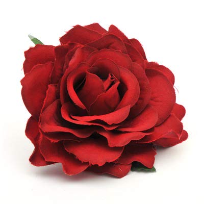 Red Rose Flower Hair Clip Comb, Brooch Pins for Flamenco Dancer Bride Wedding Fabric Flowers Hairpins